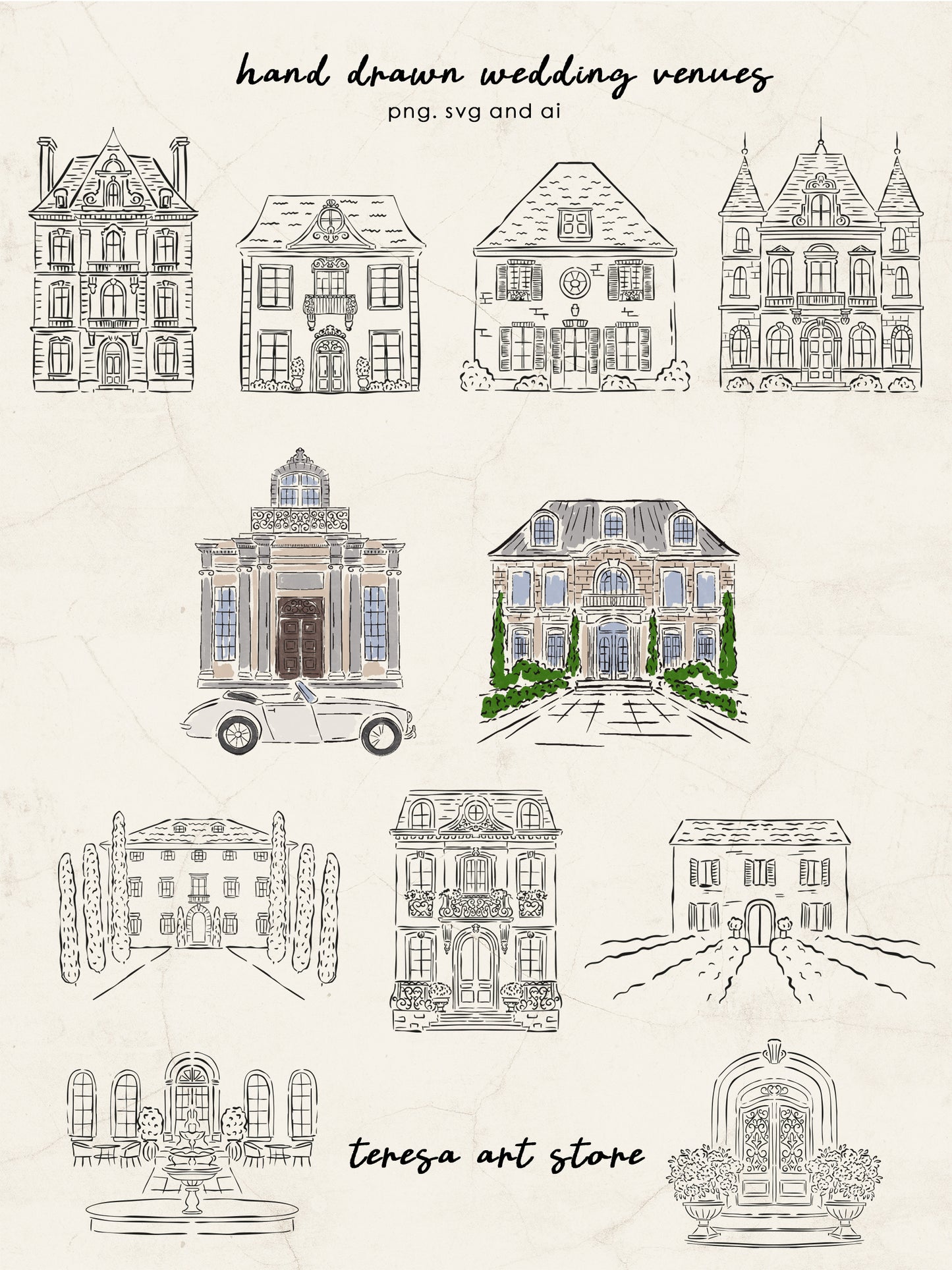 Wedding Creator Clipart – Hand Drawn Illustrations