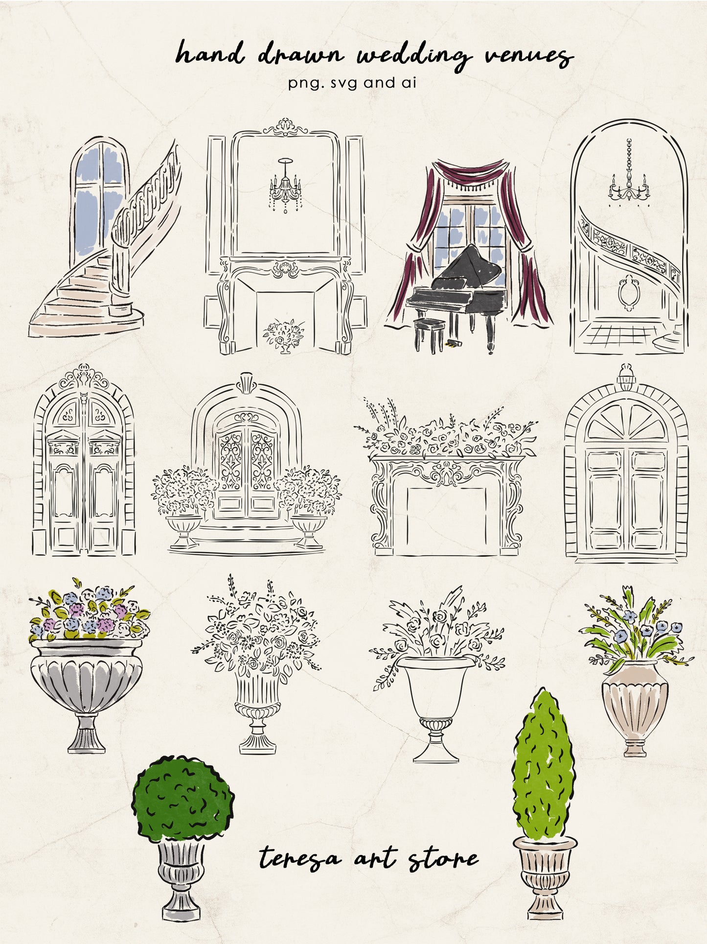Wedding Creator Clipart – Hand Drawn Illustrations