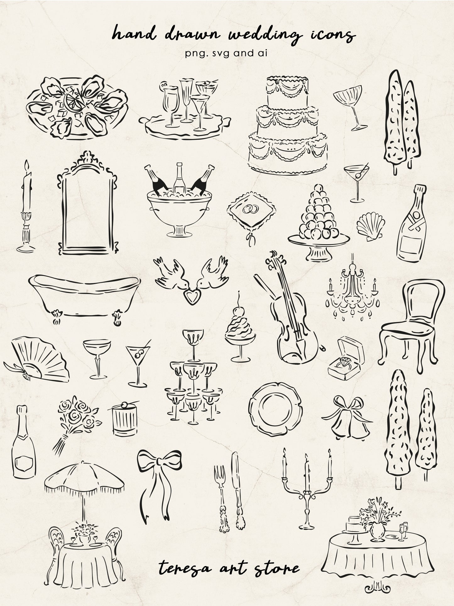 Wedding Creator Clipart – Hand Drawn Illustrations