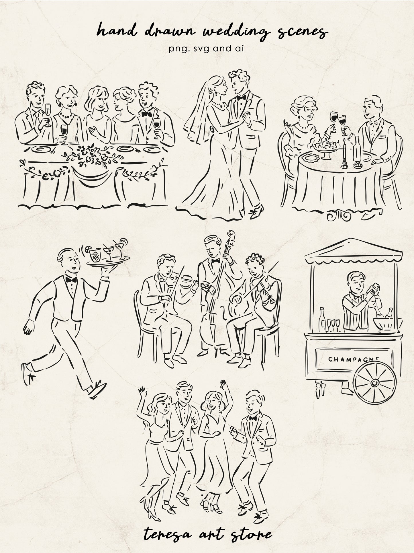 Wedding Creator Clipart – Hand Drawn Illustrations