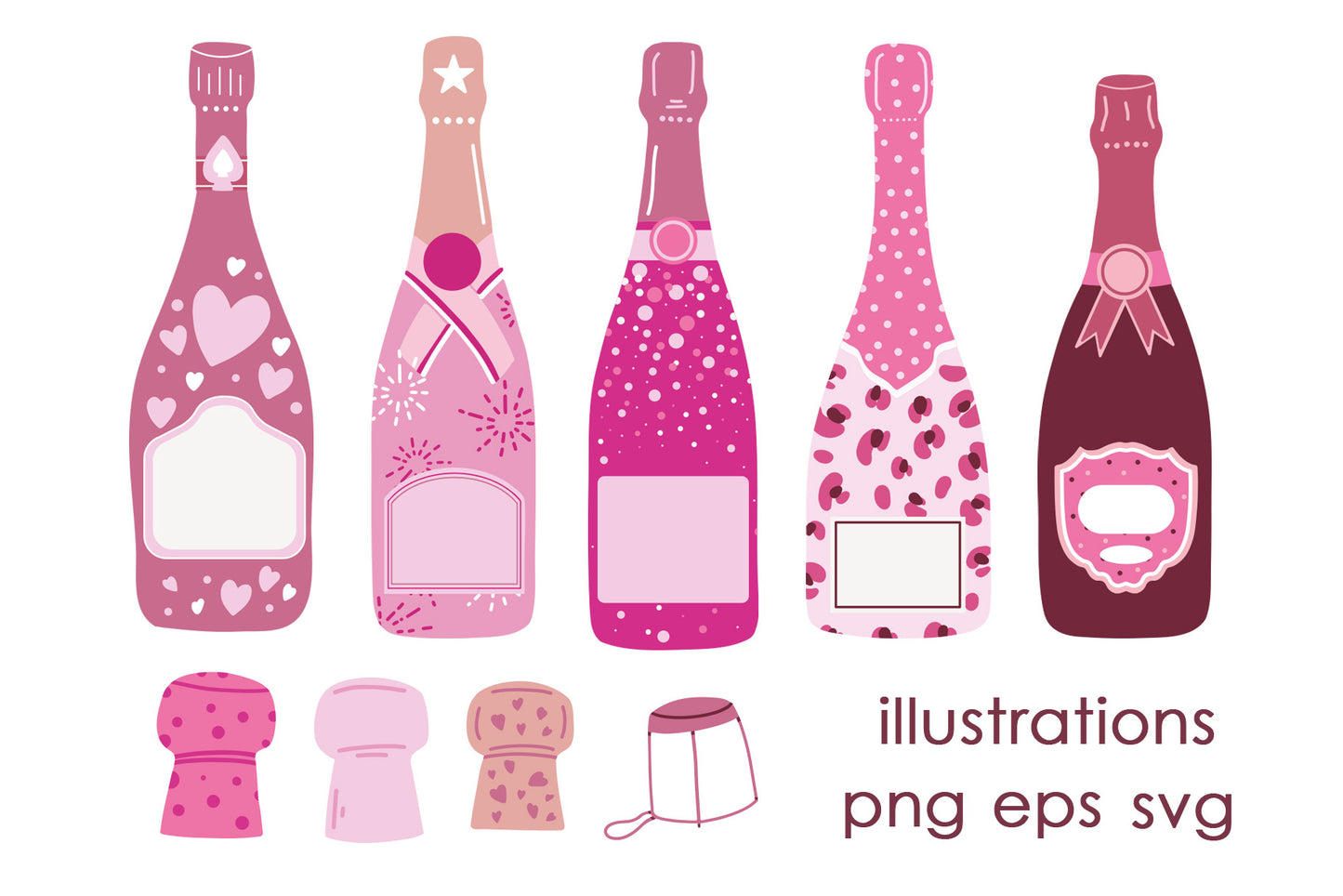 Pink Champagne Clipart & Patterns