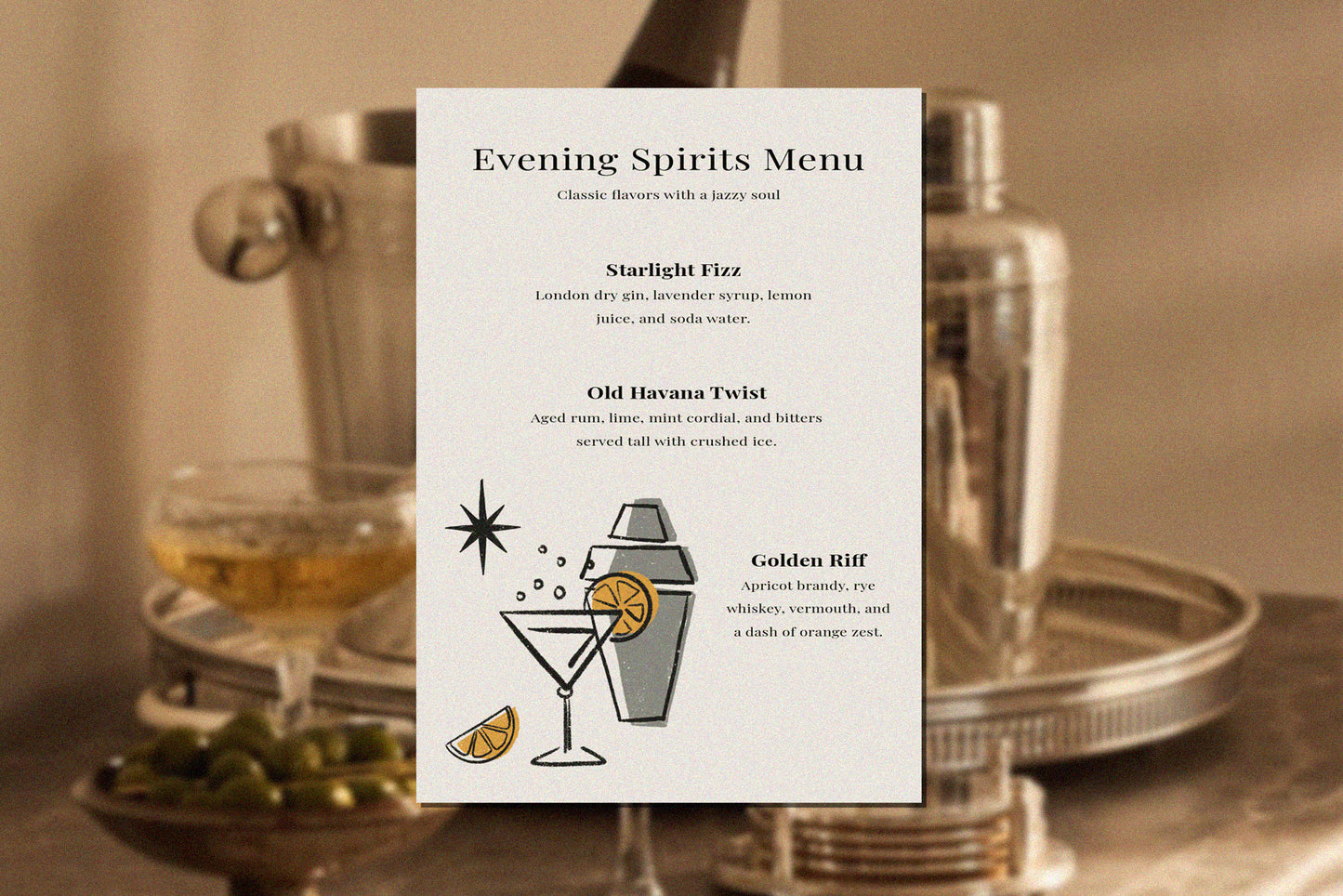 Cocktail & Jazz Hand Drawn Clipart