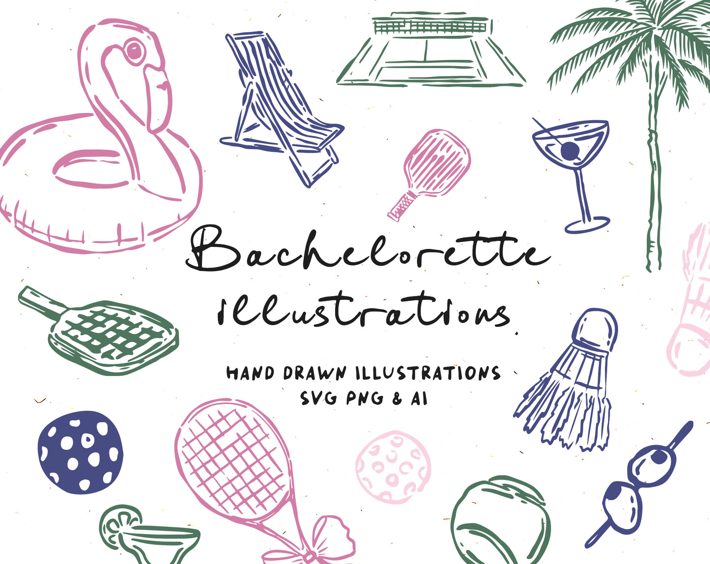Tennis Bachelorette Illustration Clipart - Teresa Illustrations