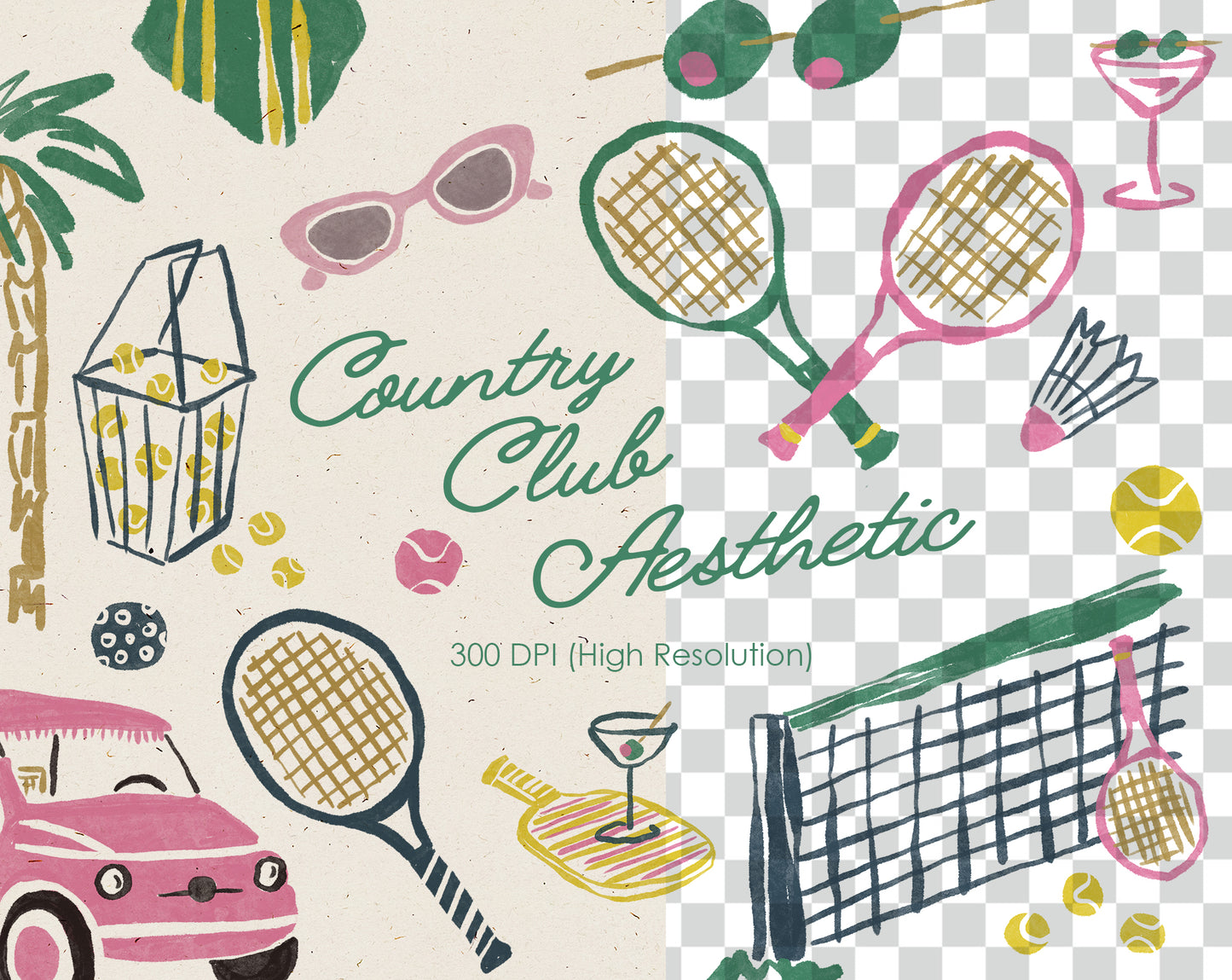 Country Tennis Club Bachelorette Party Clipart