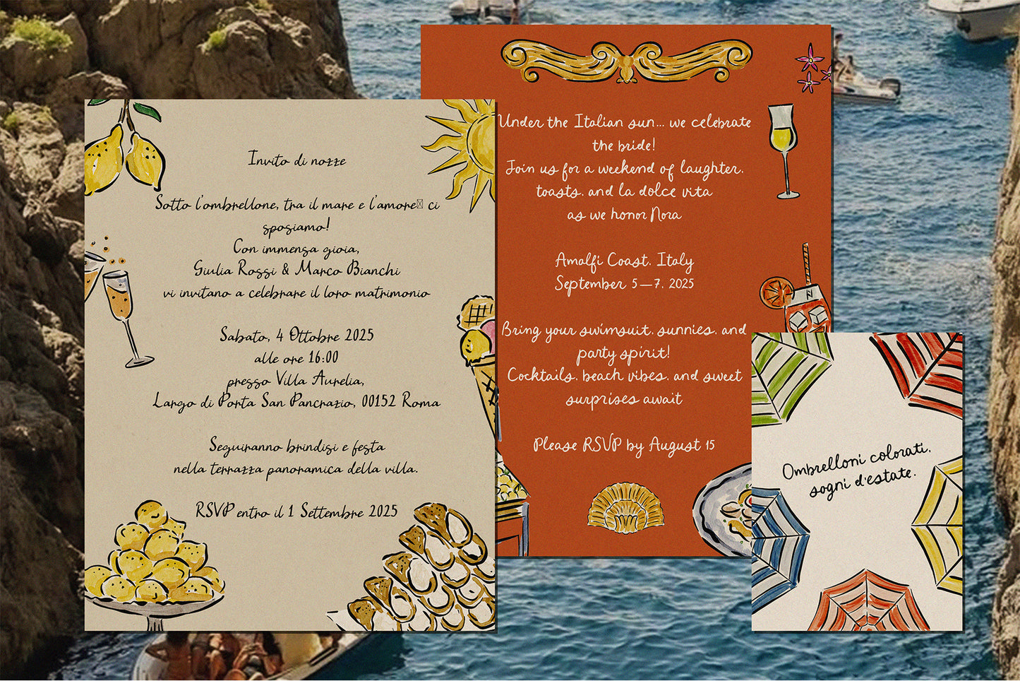 Italian Summer Watercolor Clipart
