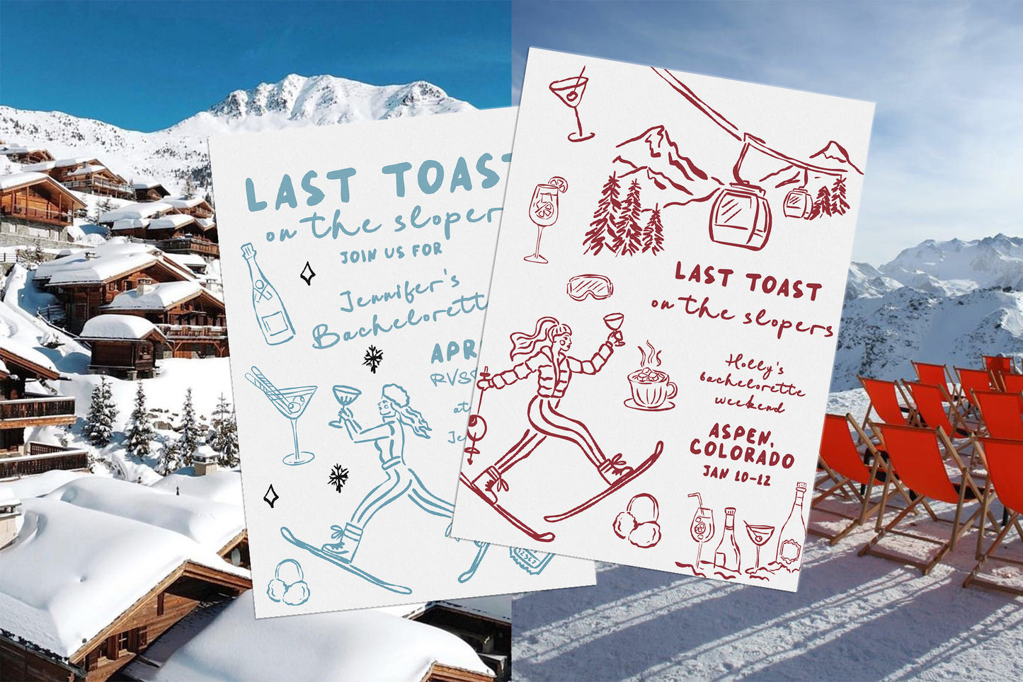 Apres Ski Bachelorette Illustrations