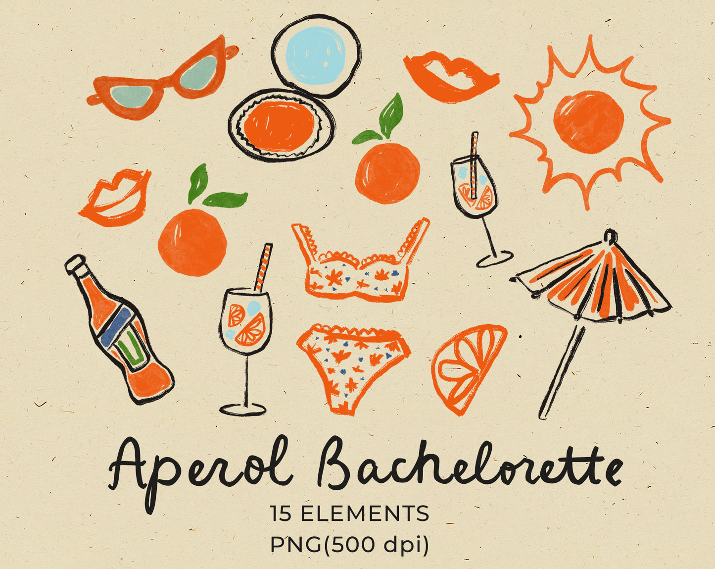 Aperol Spritz Bachelorette Party Clipart