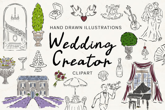 Wedding Creator Clipart – Hand Drawn Illustrations