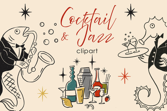 Cocktail & Jazz Hand Drawn Clipart