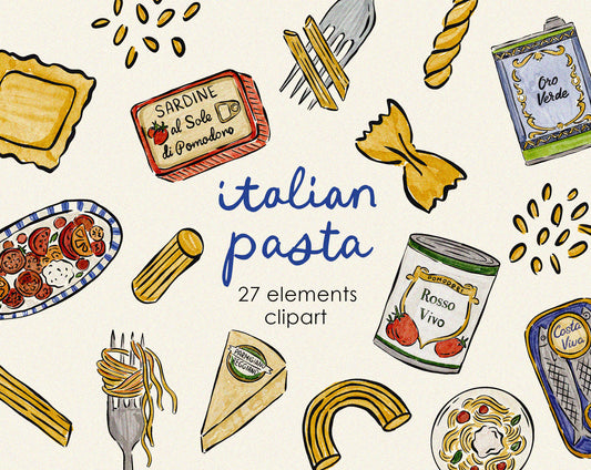 Italian Pasta Watercolor Clipart