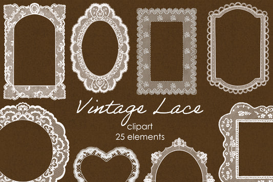 Vintage Lace Frames Clipart Set