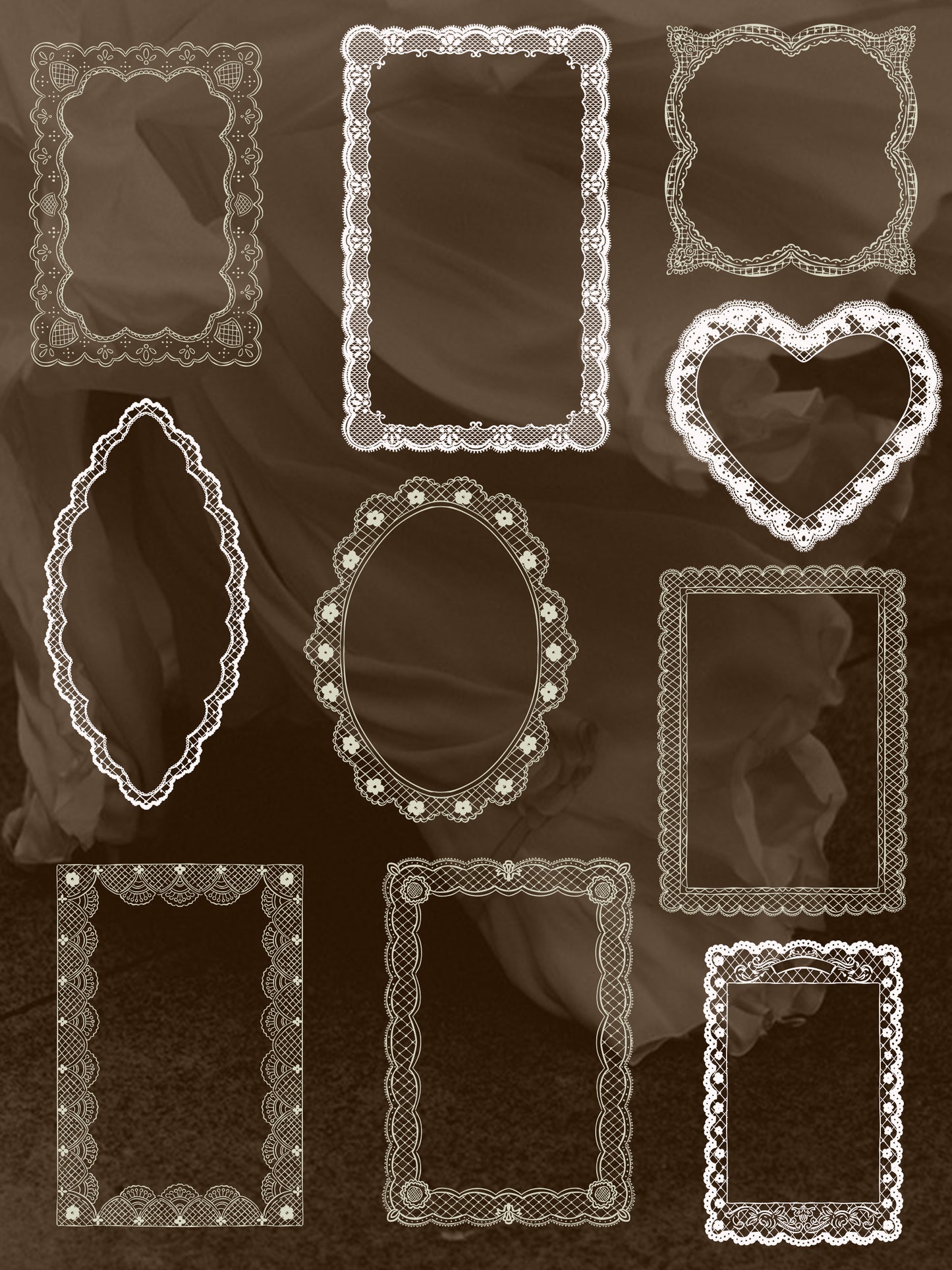 Vintage Lace Frames Clipart Set