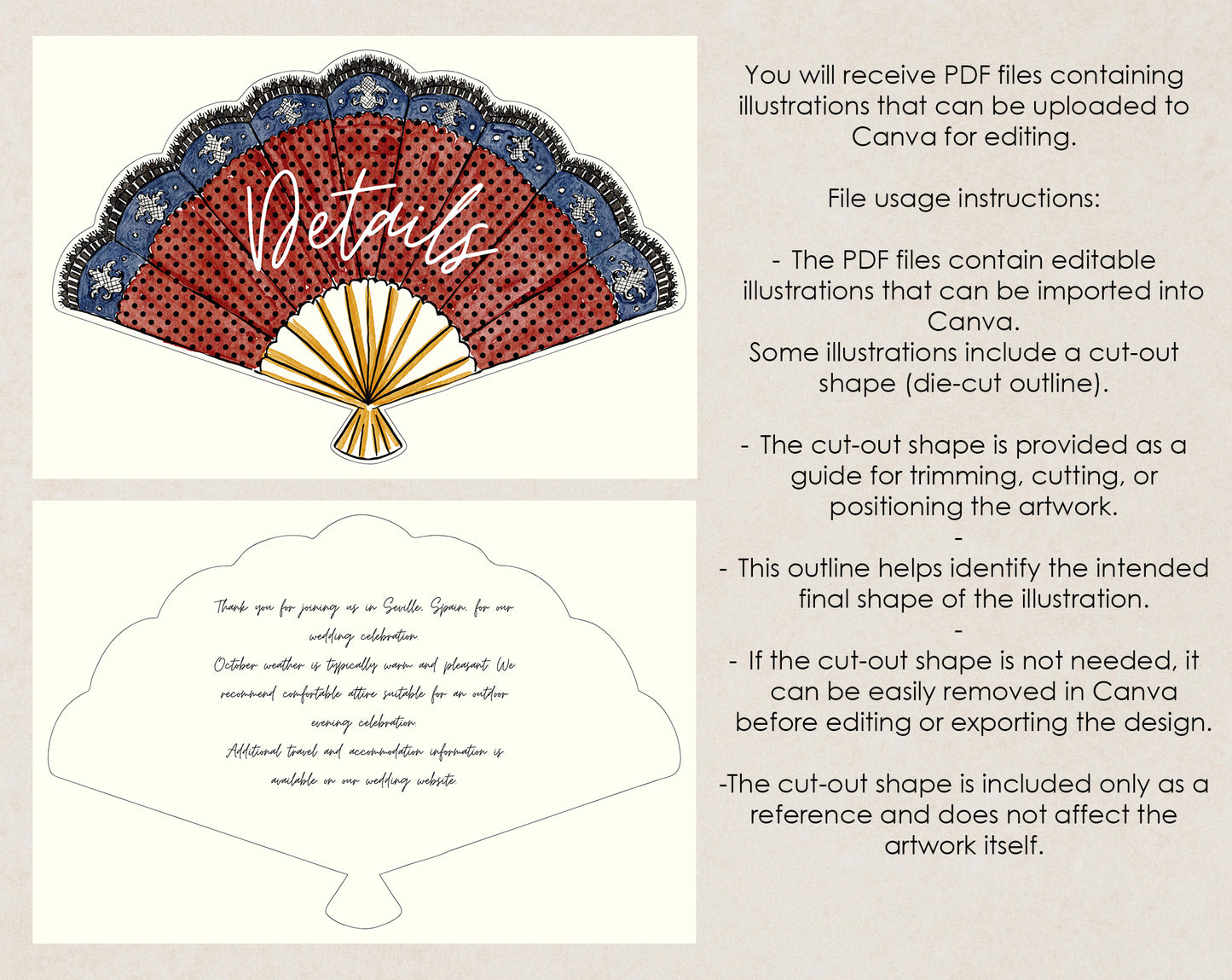 Spanish Seville Wedding Invitation Suite Template - Teresa Illustrations