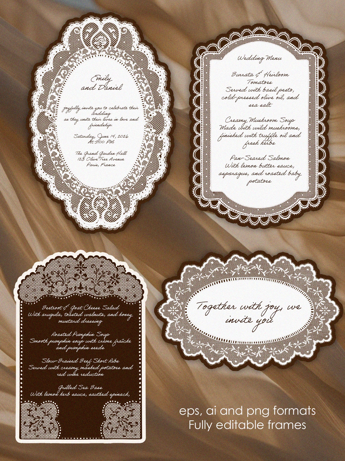 Vintage Lace Frames Clipart Set
