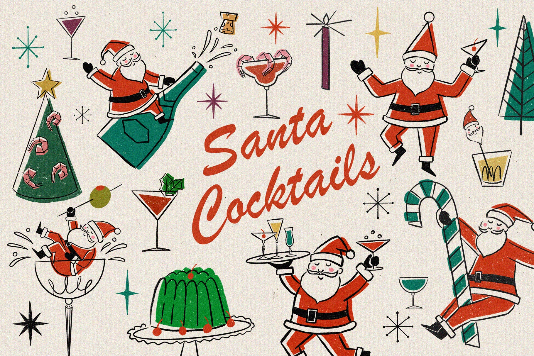 Santa Martini Cocktail Clipart – Teresa Illustrations