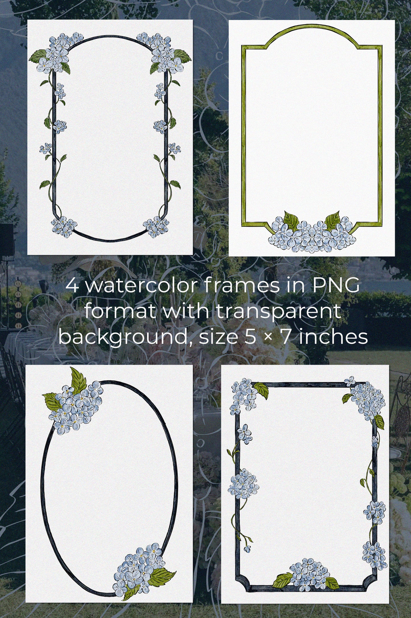 Hydrangea Garden Wedding Clipart Bundle
