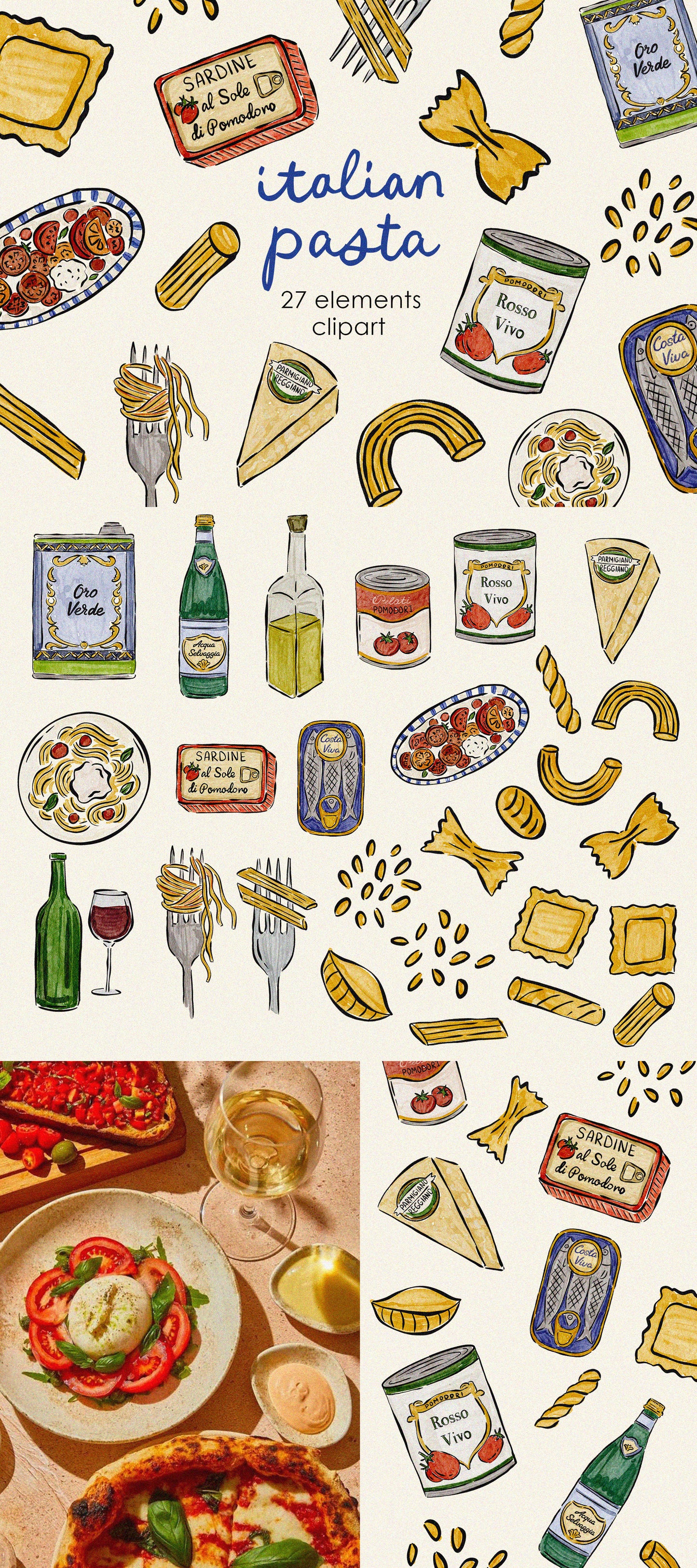 Hand Drawn Italian Summer Illustrations Bundle