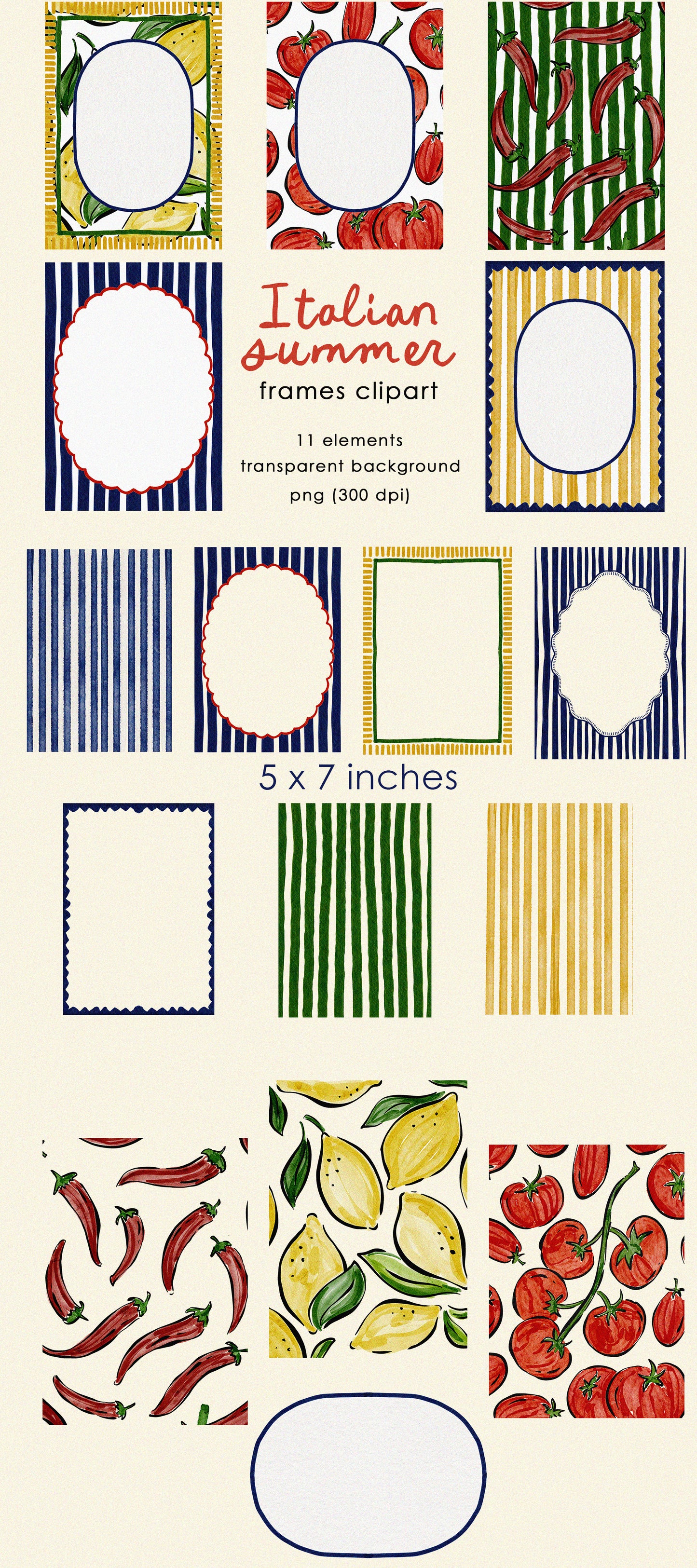Hand Drawn Italian Summer Illustrations Bundle