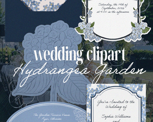 Hydrangea Garden Wedding Clipart Bundle