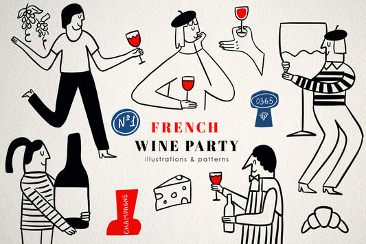 French Wine Party Clipart