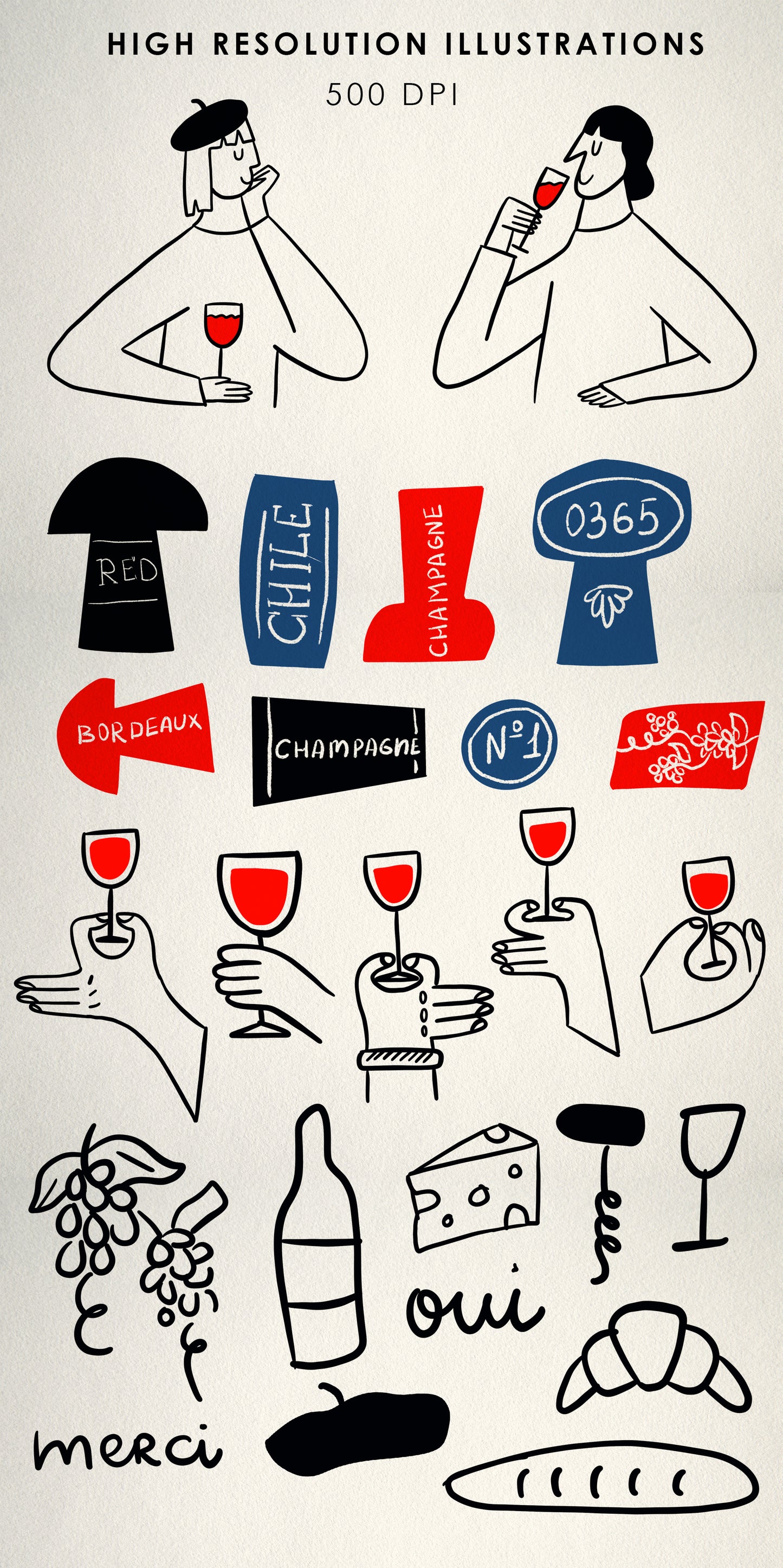 French Wine Party Clipart